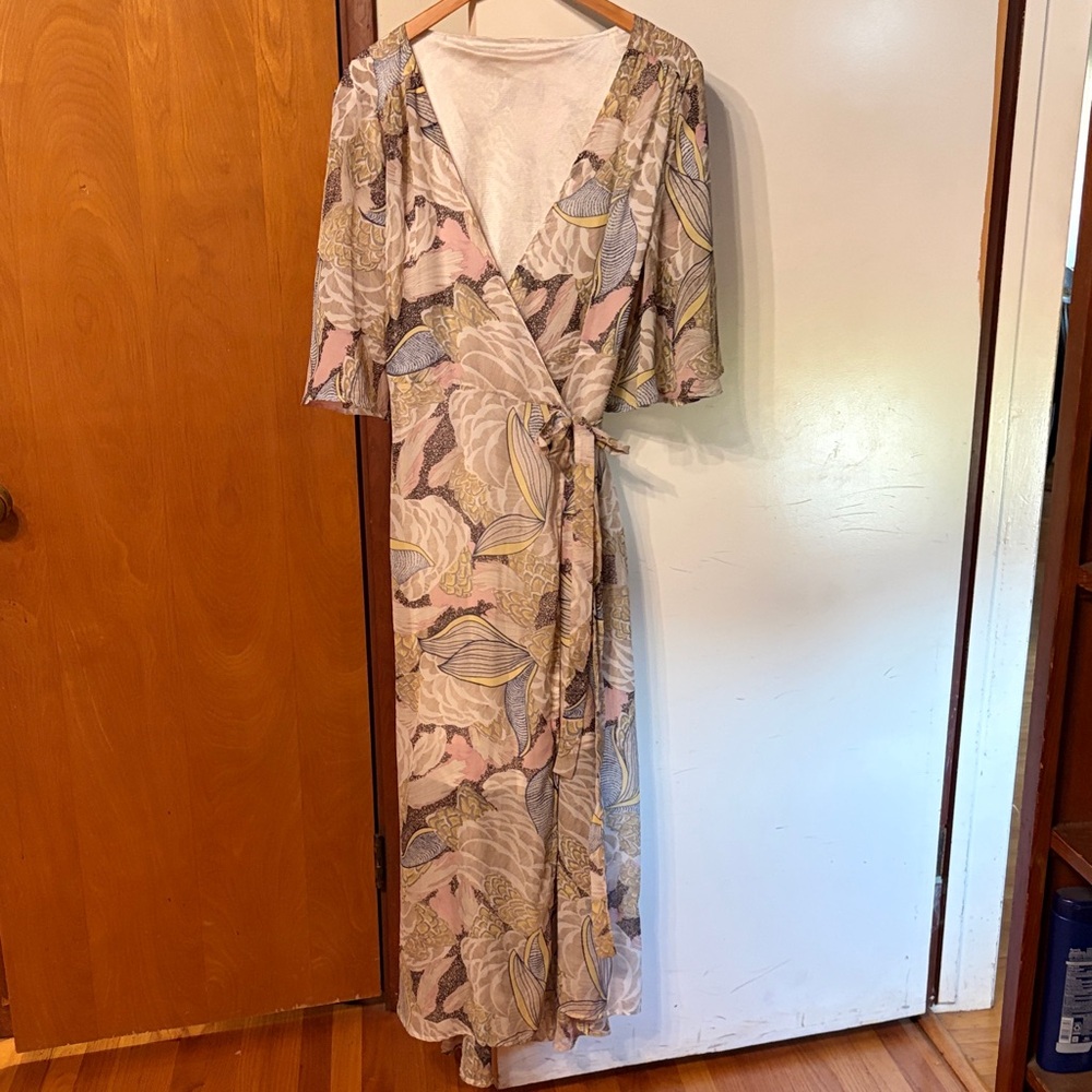 Floral Wrap Maxi Dress in Soft Pastels